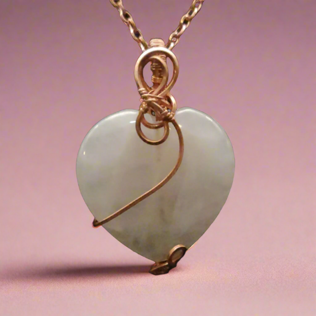 Rose Quartz & Copper Heart Pendant