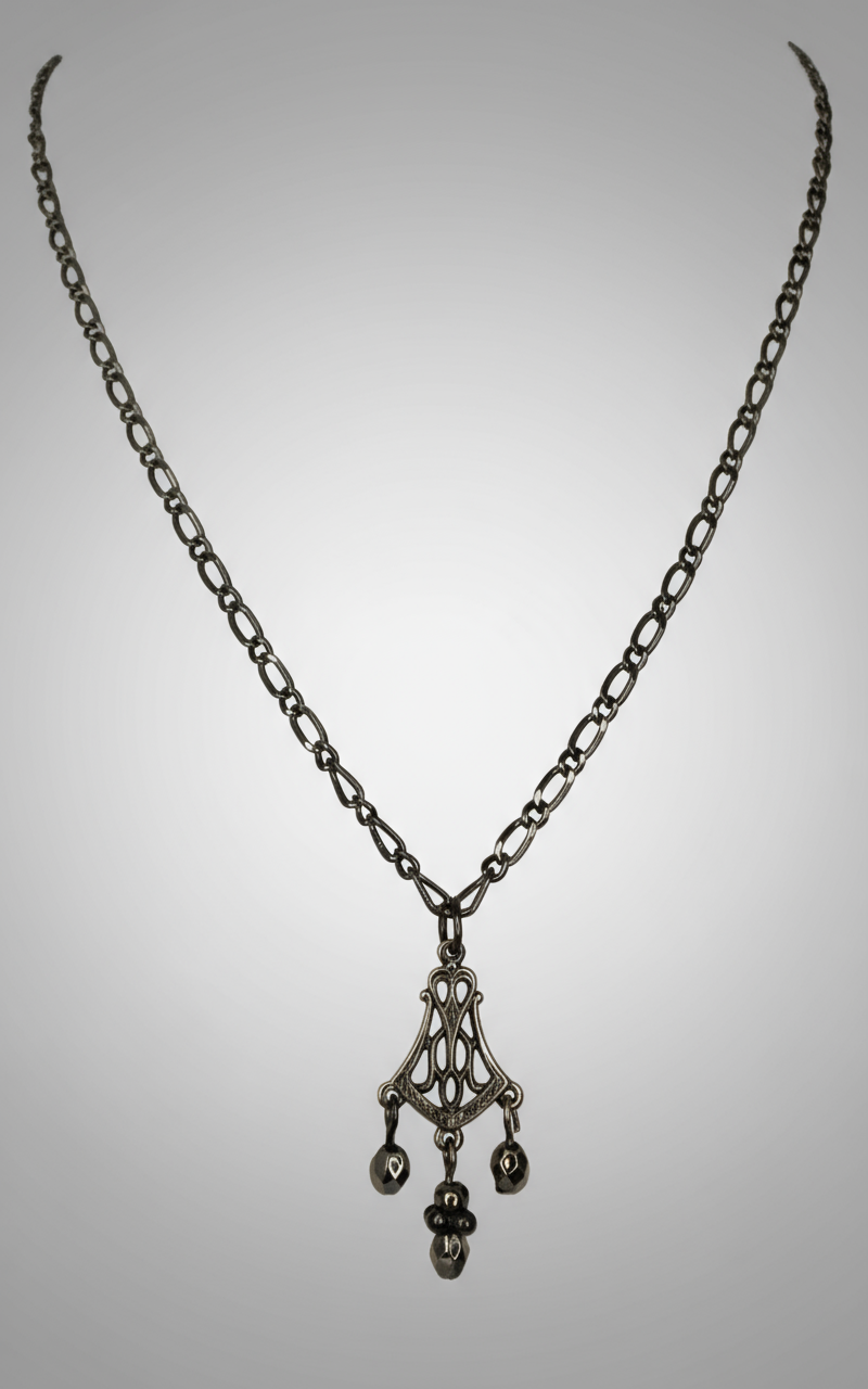 Gunmetal Hematite Drop Pendant Necklace