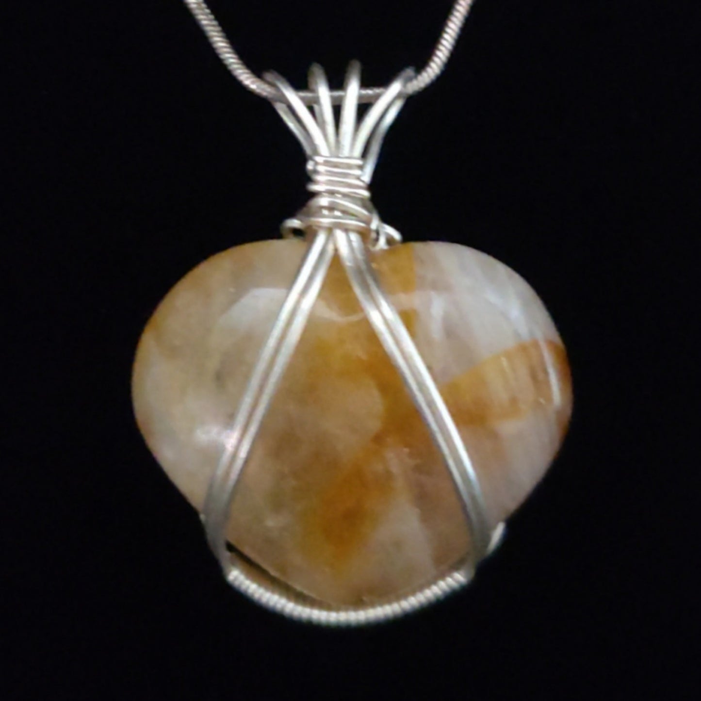 Citrine Heart & Sterling Silver Pendant Necklace