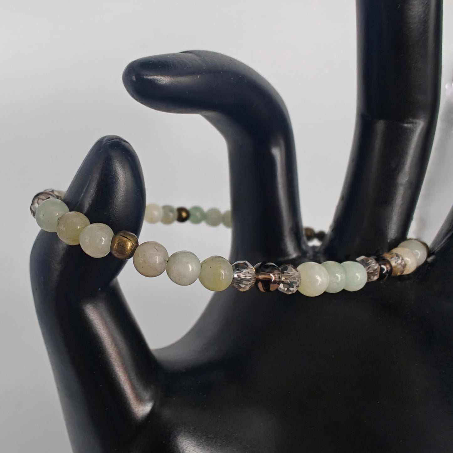 Amazonite, Smoky Quartz & Bronze Beaded Bracelet