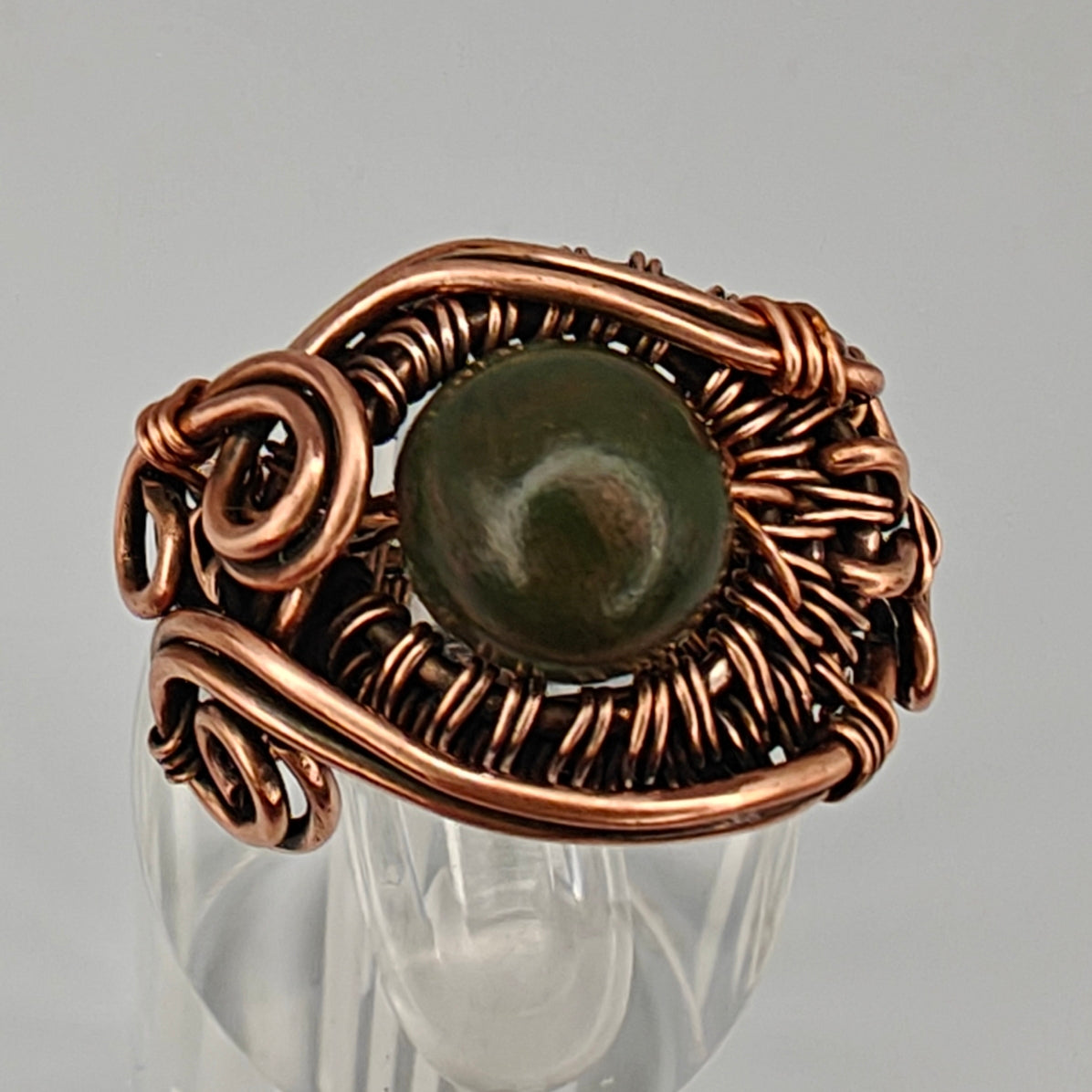 Jade & Antique Copper Ring