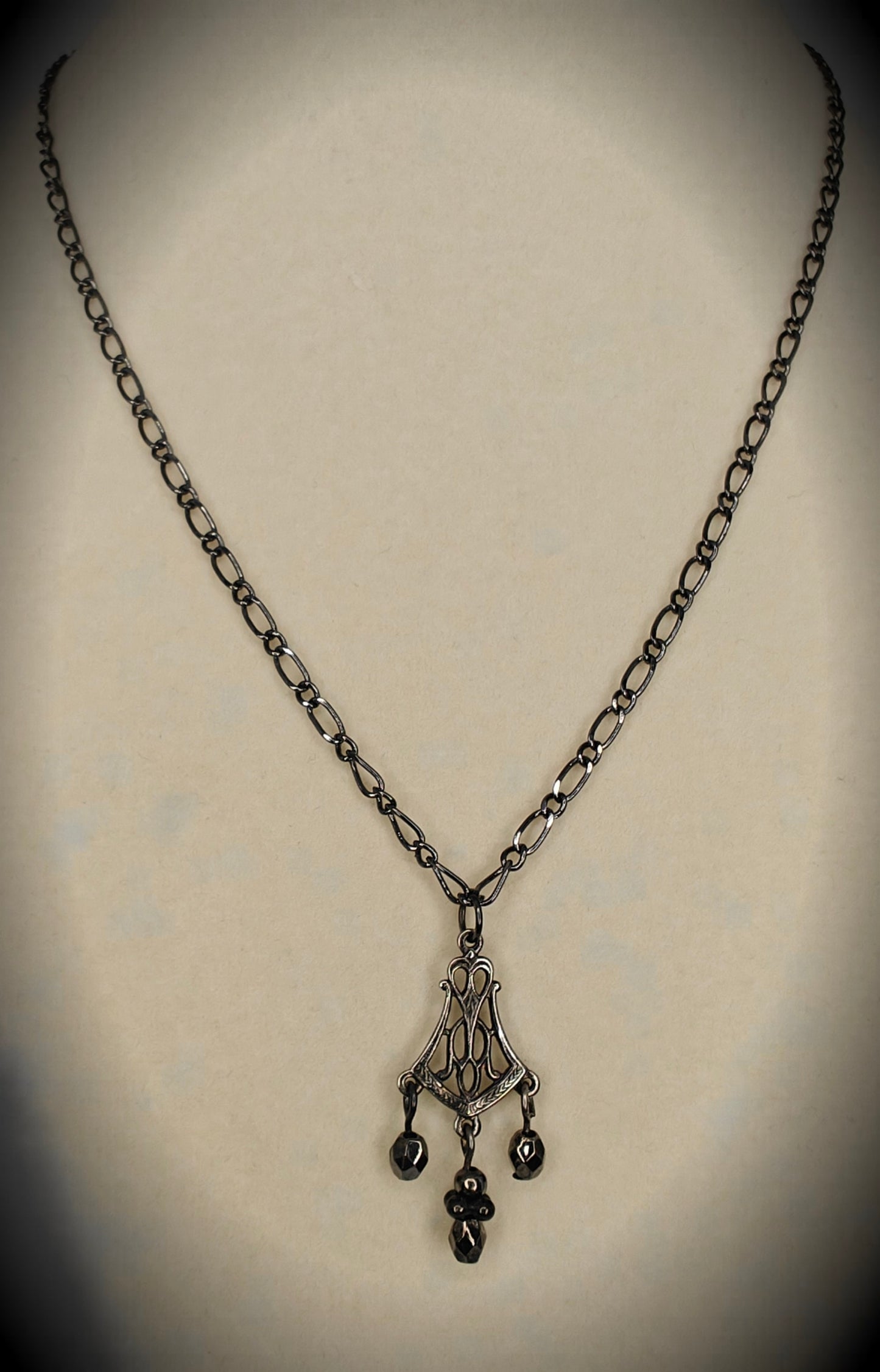 Gunmetal Hematite Drop Pendant Necklace