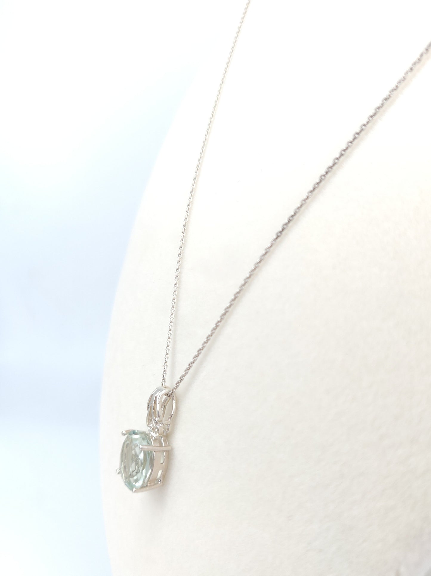 Green Amethyst & Sterling Silver Pendant Necklace