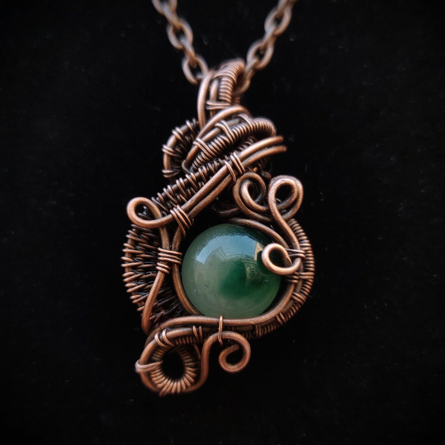 Jade & Antique Copper Pendant Necklace