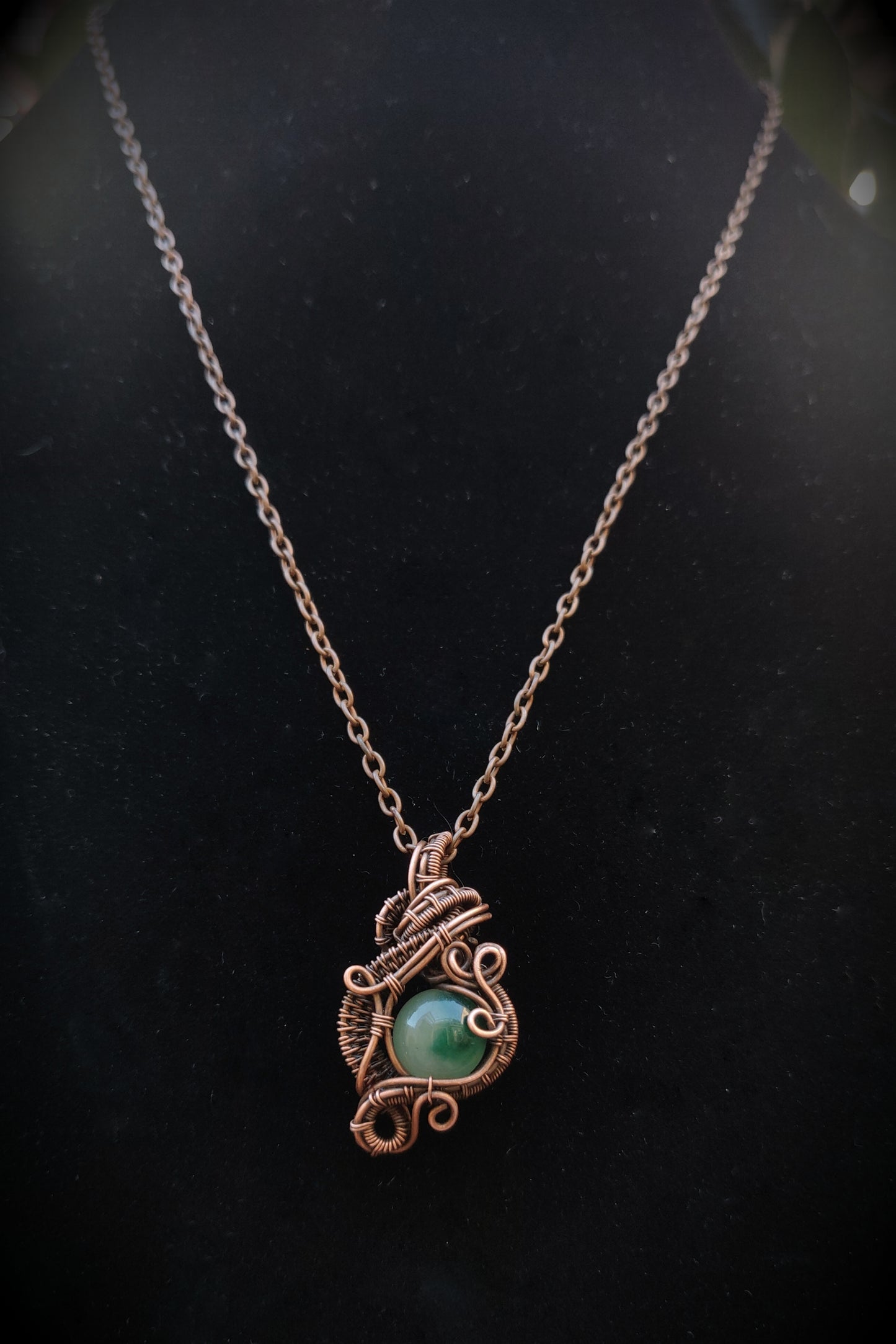 Jade & Antique Copper Pendant Necklace
