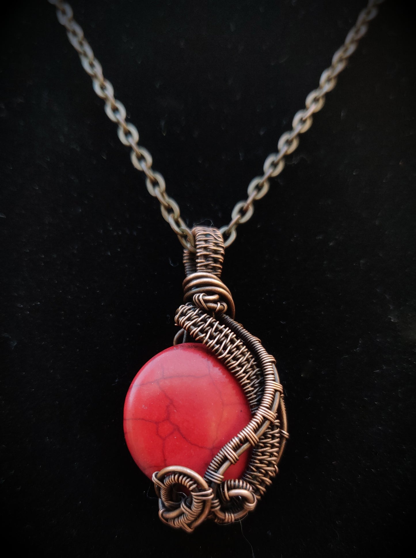 Red Howlite Copper Pendant Necklace