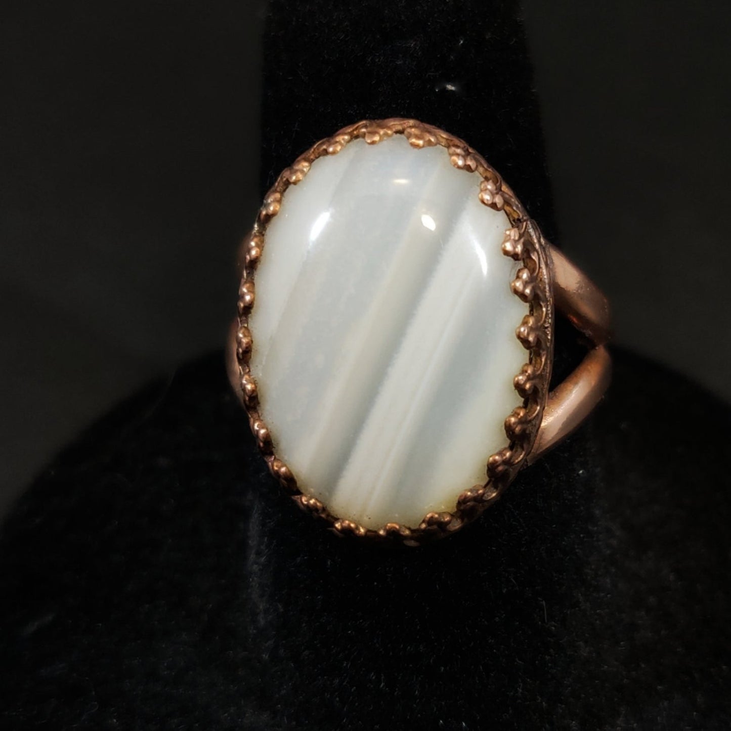 White Agate Copper Cocktail Ring