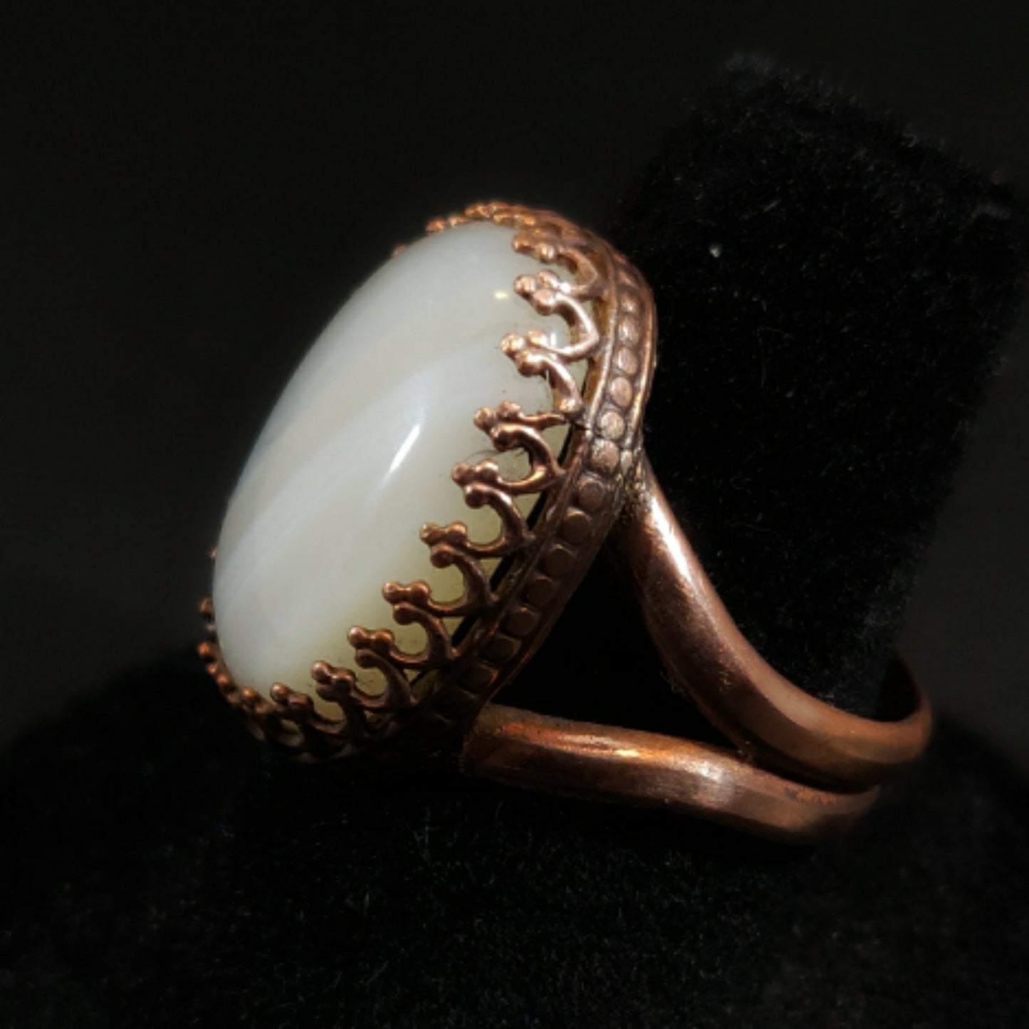 White Agate Copper Cocktail Ring