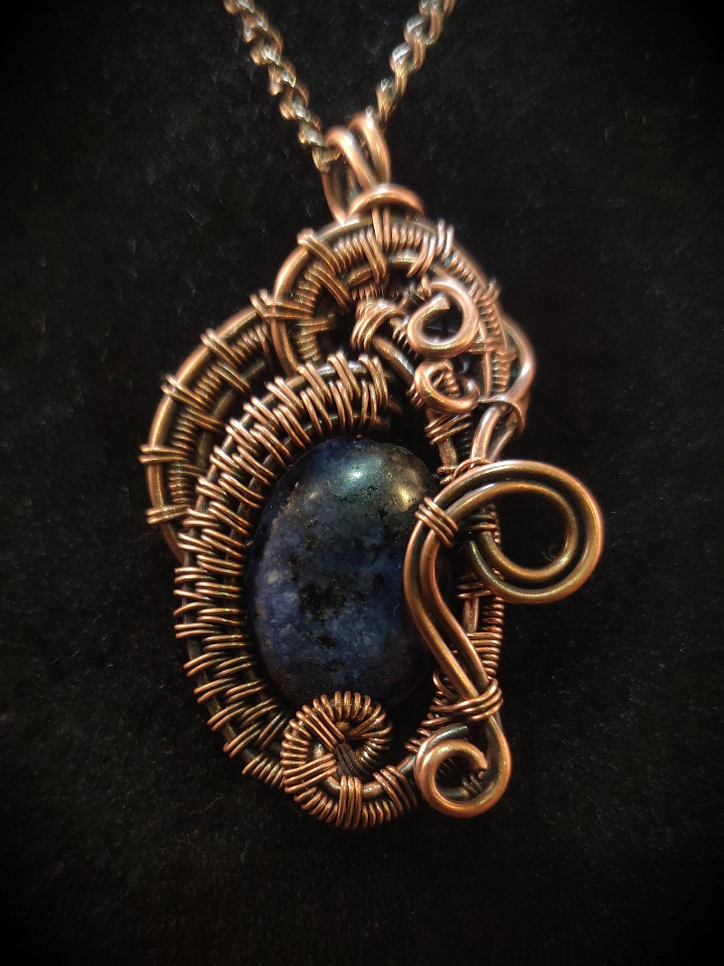 Swirly Sodalite Copper Pendant