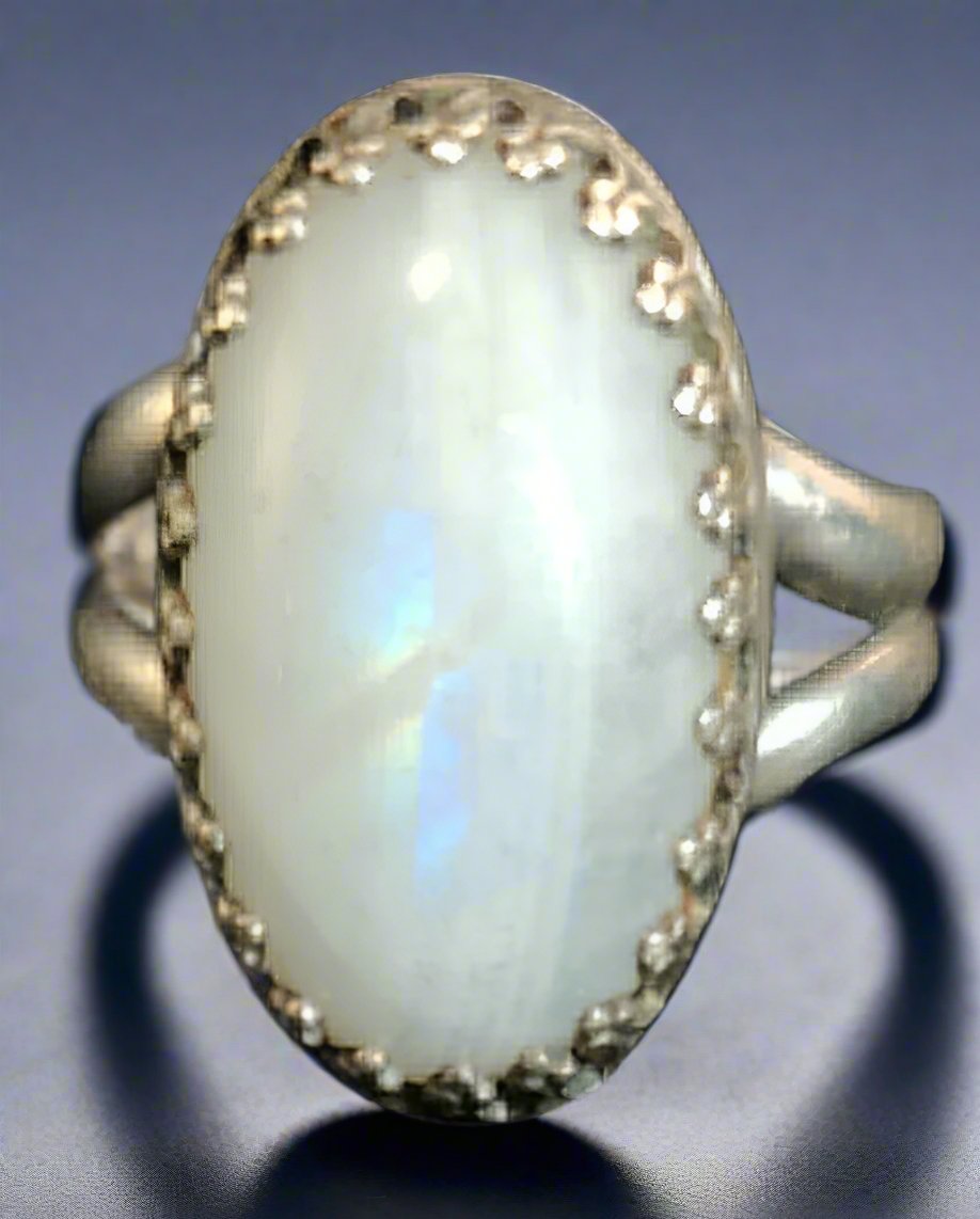 Sterling Silver Rainbow Moonstone Cocktail Ring