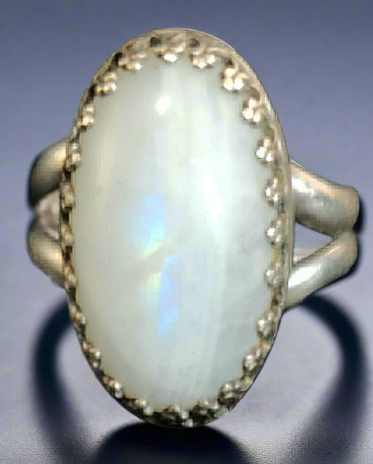Sterling Silver Rainbow Moonstone Cocktail Ring