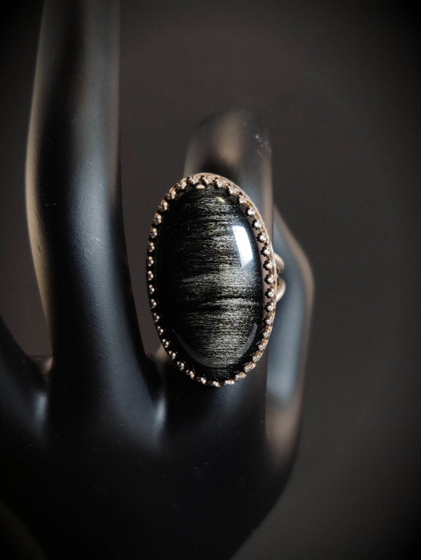 Sterling Silver Obsidian Cocktail Ring