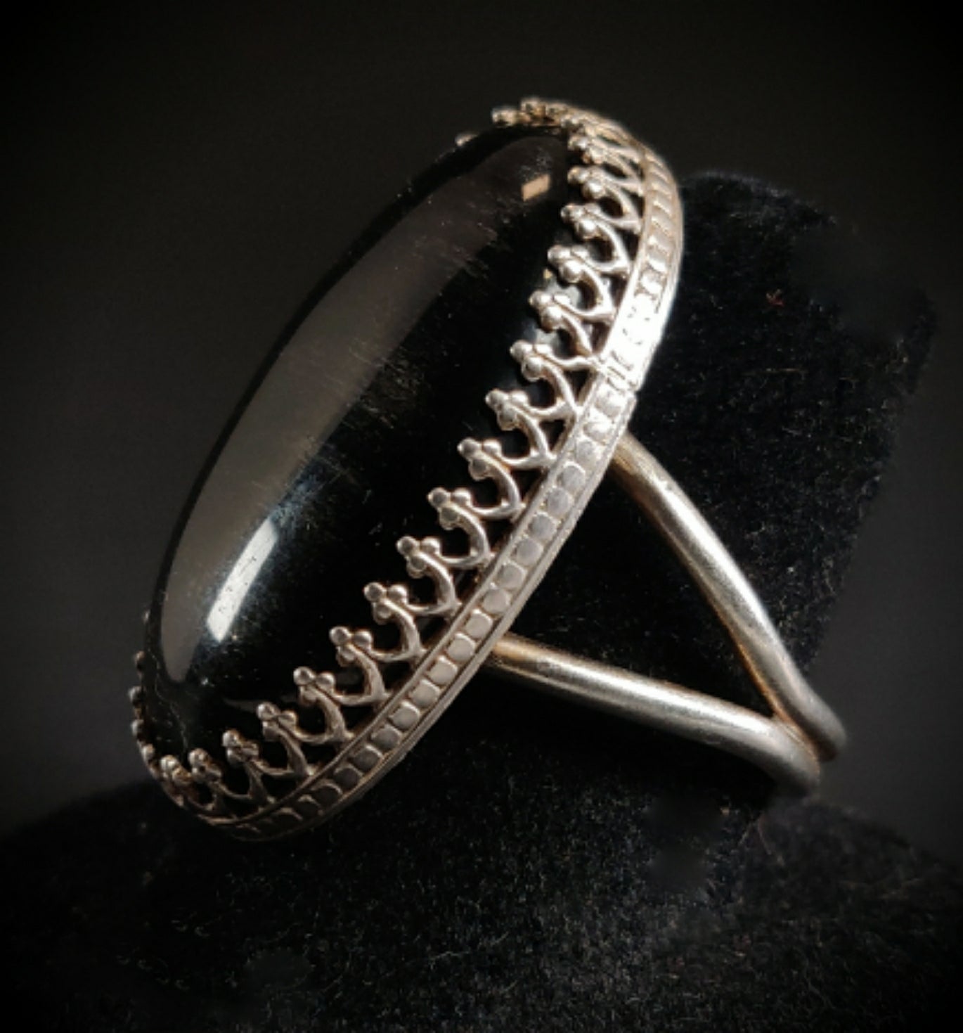 Sterling Silver Obsidian Cocktail Ring