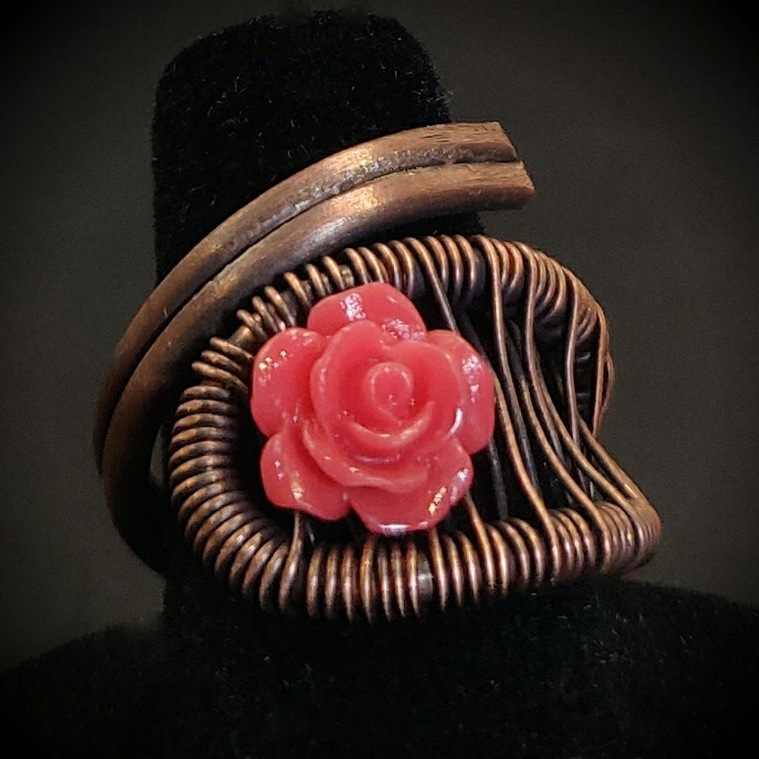 "Prettier in Pink" Flower Copper Ring