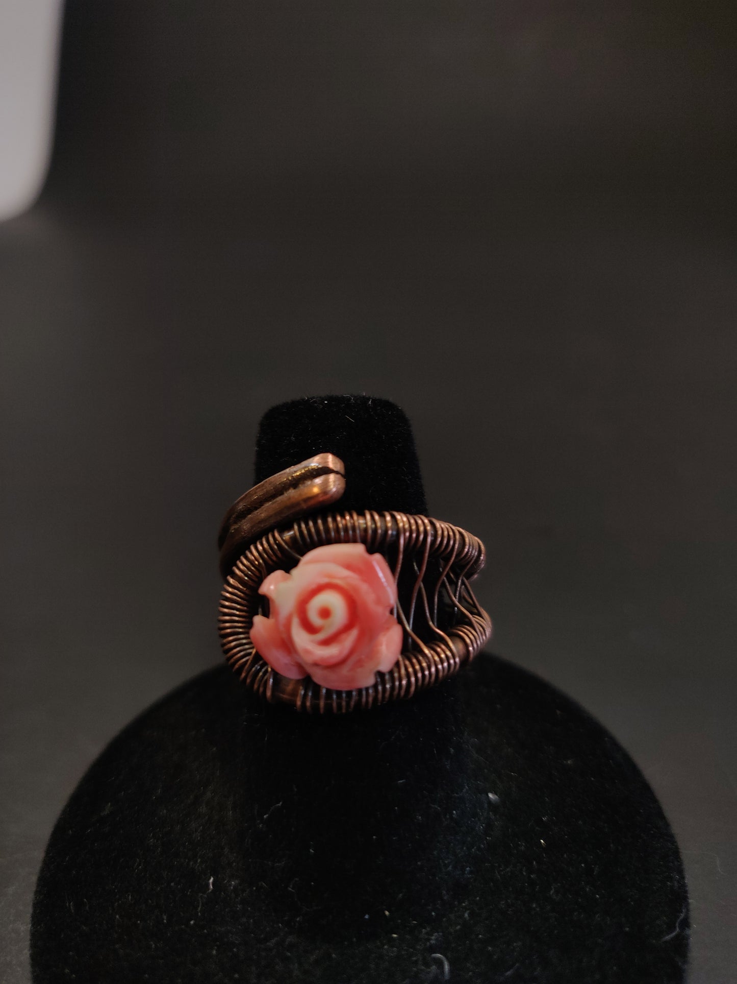 Pretty in Pink Flower Copper Ring