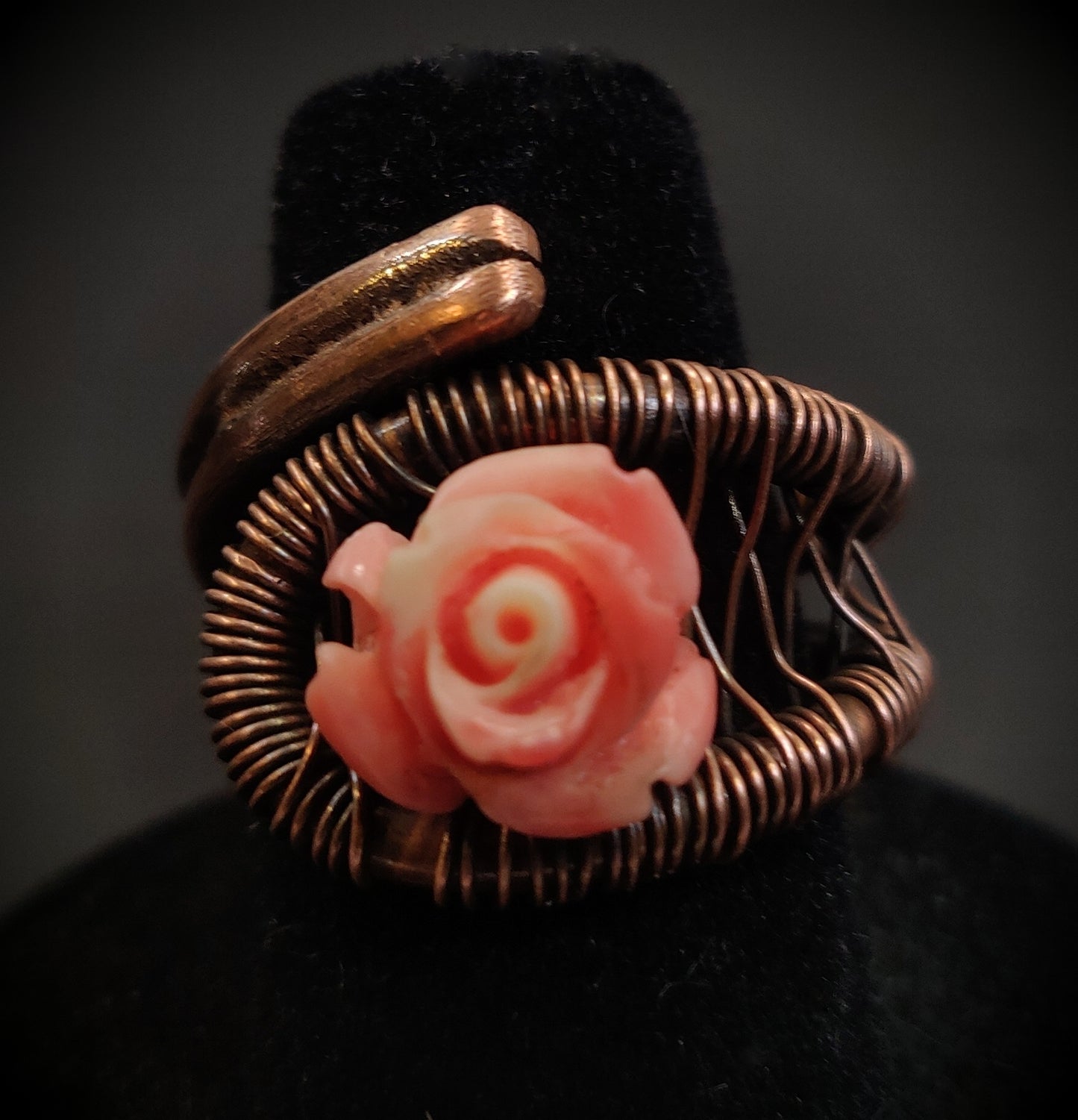 Pretty in Pink Flower Copper Ring