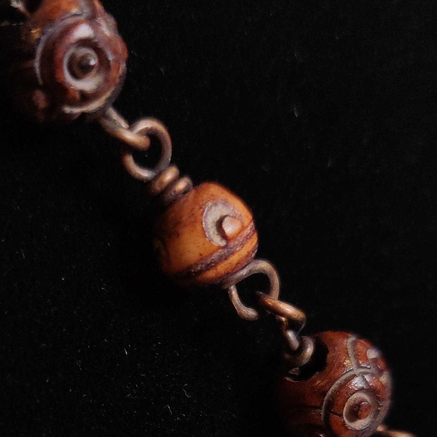Amazonite & Hand-carved Wooden Bead Copper Necklace & Bracelet Set