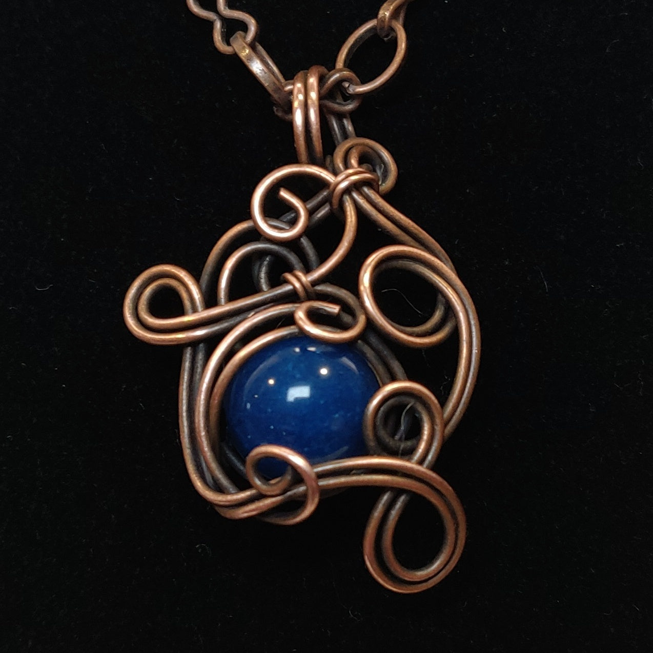 Curly Lapis Lazuli Copper Pendant