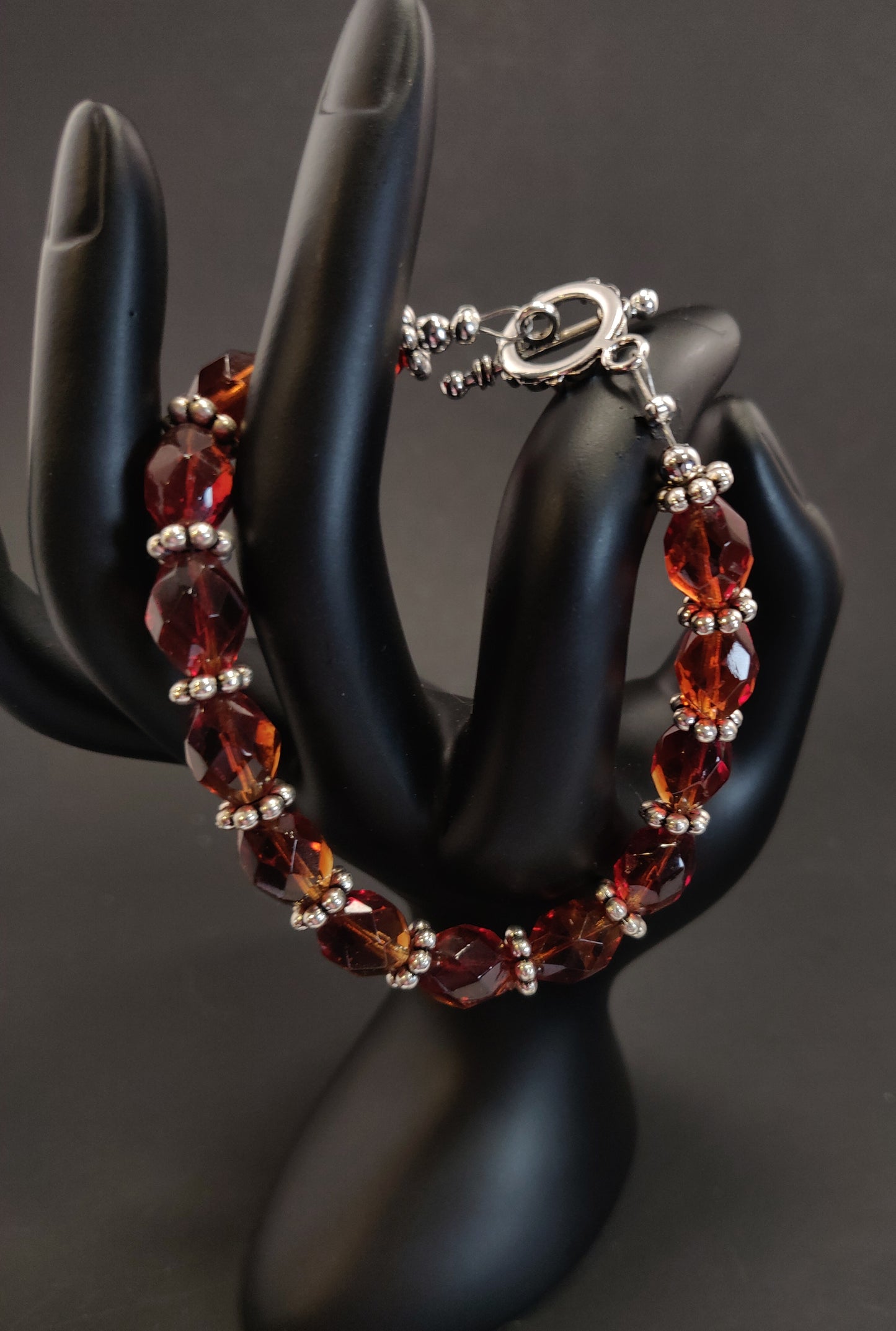 Handmade Red Crystal Beaded Bracelet