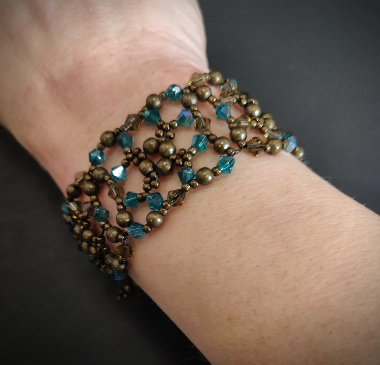 Handmade Chunky Bronze Beaded Bracelet