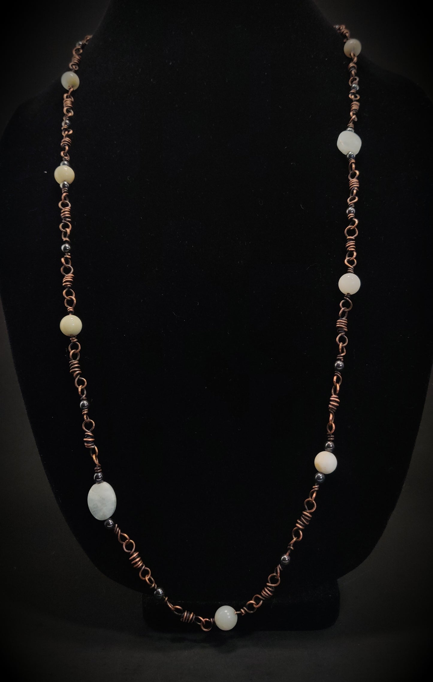 Amazonite & Copper Necklace, Bracelet & Earrings Set