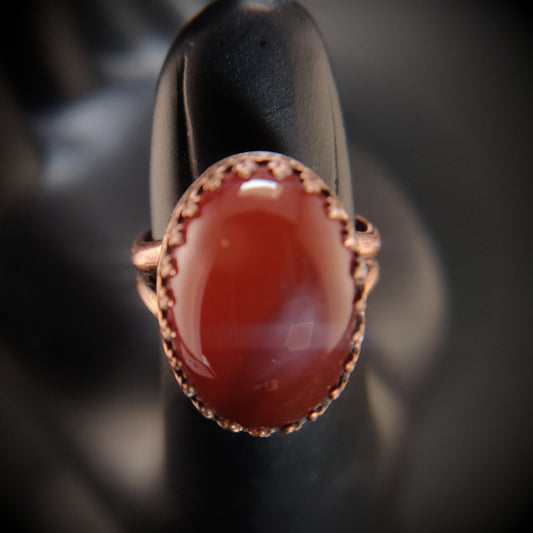 Red Carnelian Copper Cocktail Ring