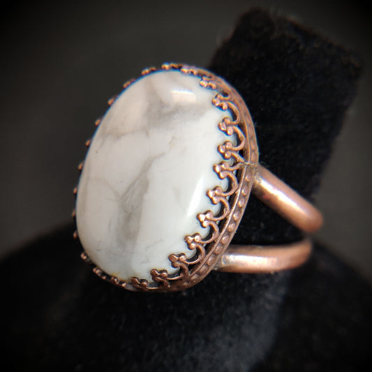 White Howlite Copper Cocktail Ring