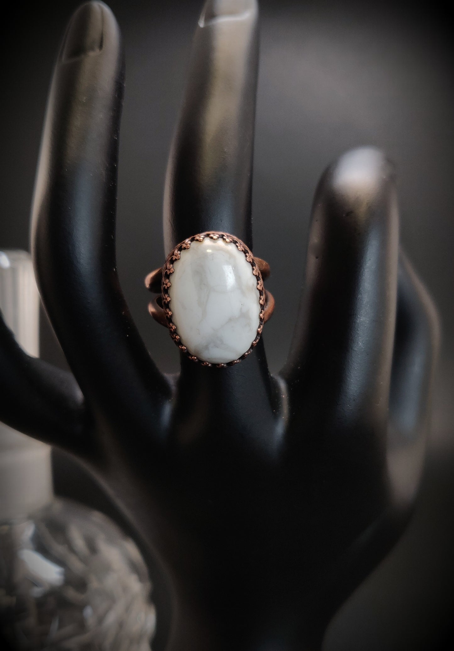 White Howlite Copper Cocktail Ring