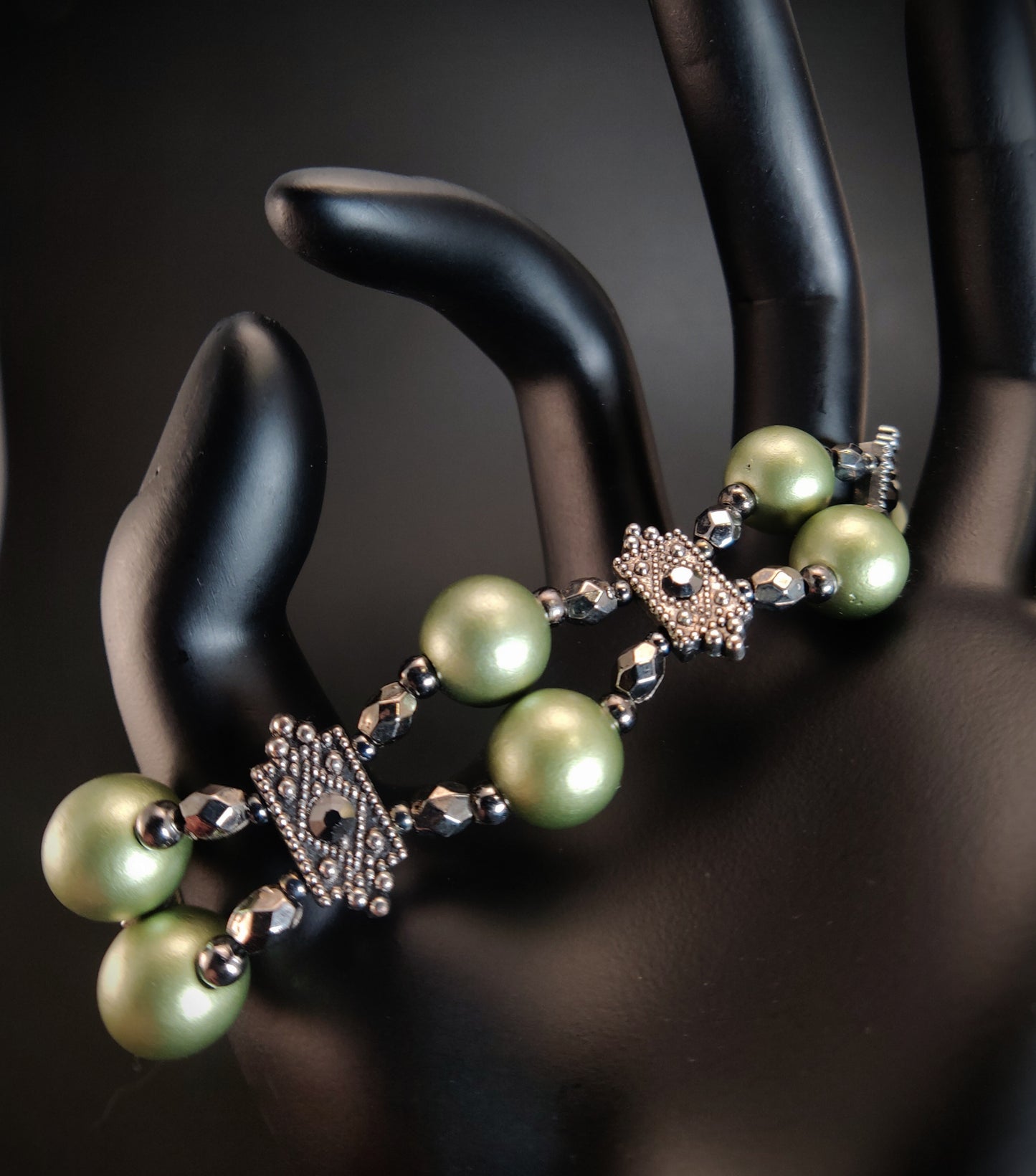 Olive Green Beaded Bracelet