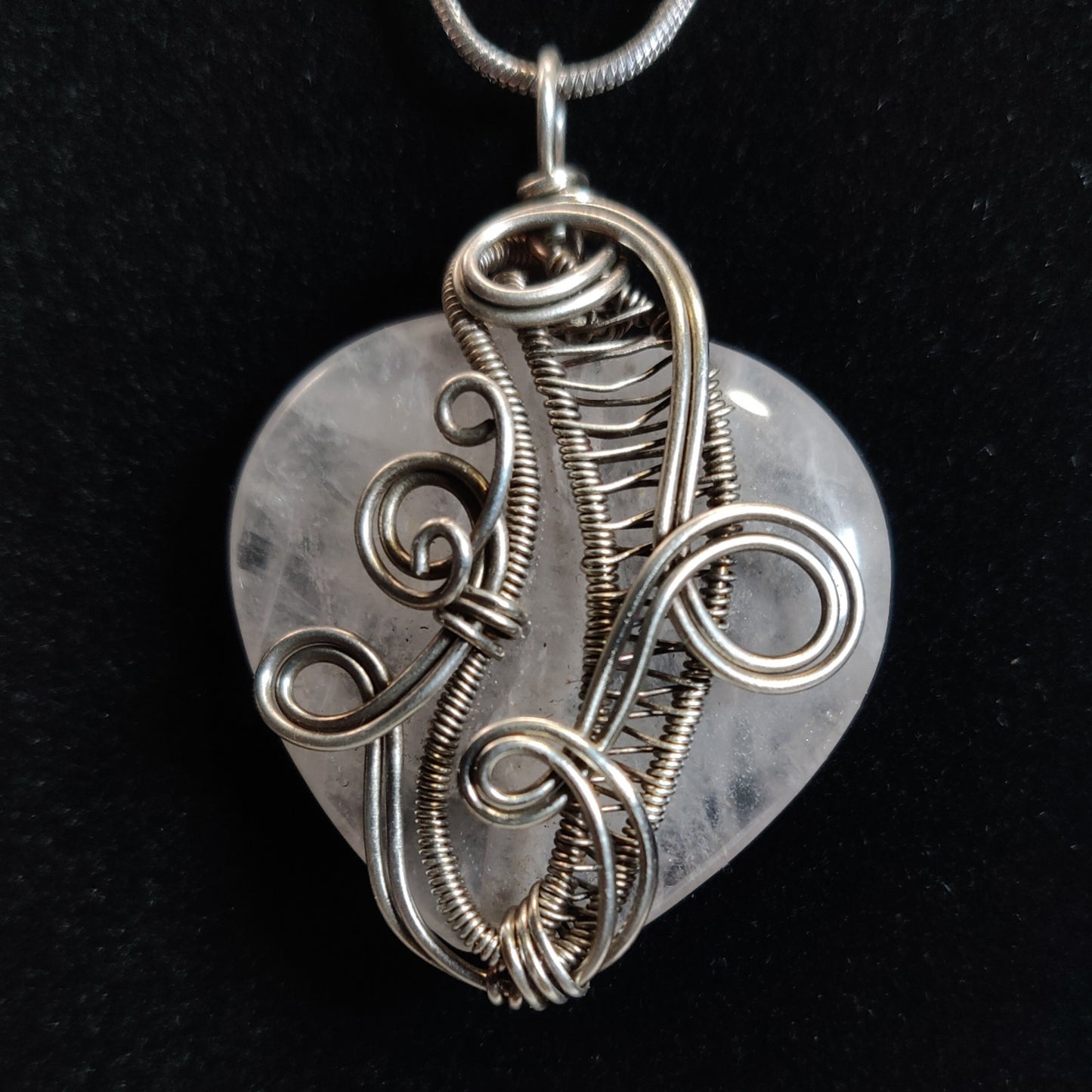 Sterling Silver & Rose Quartz Heart Necklace
