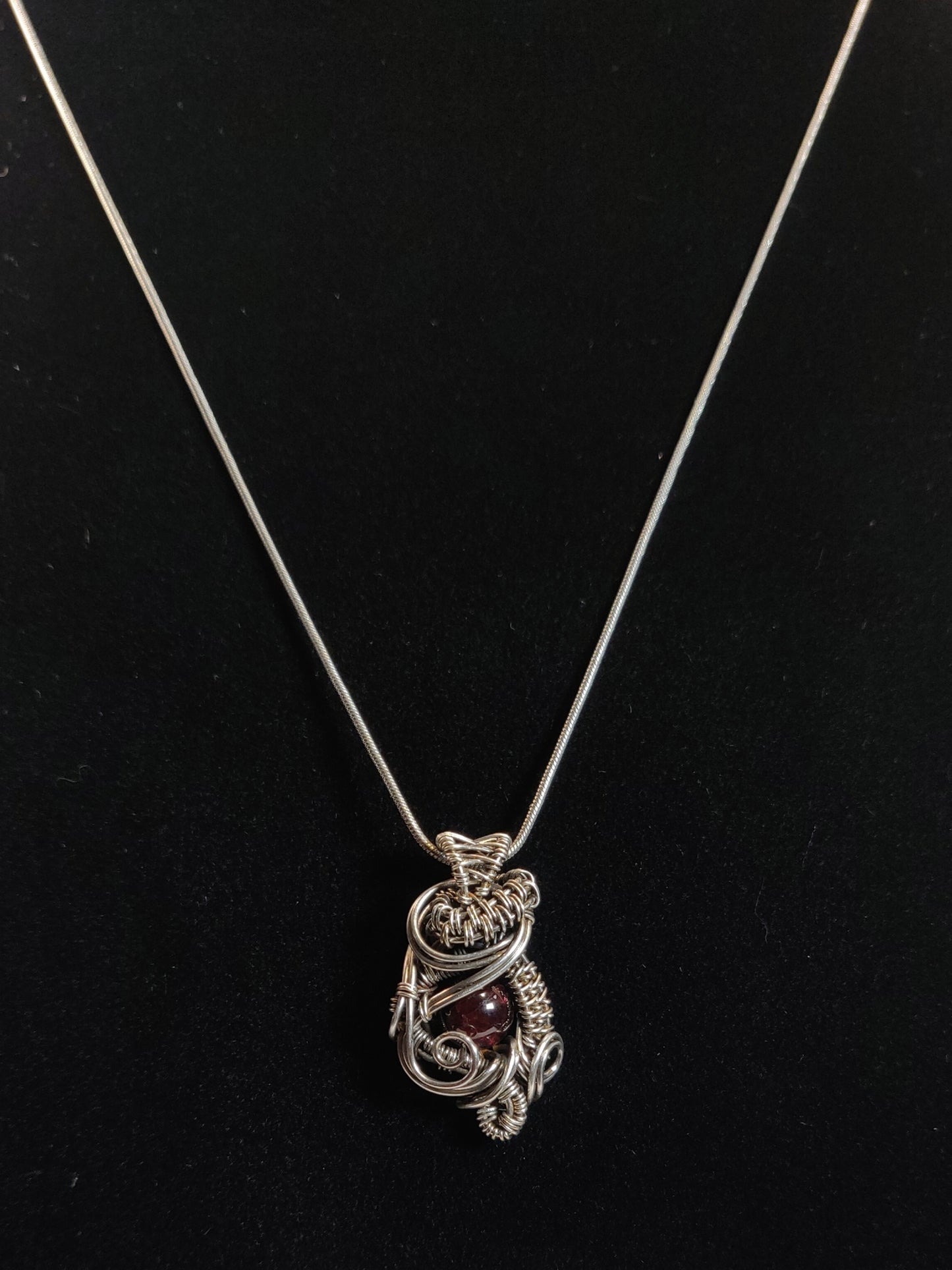 Sterling Silver & Garnet Pendant Necklace