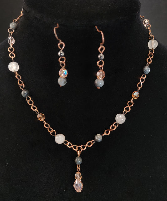 Rose Quartz Necklace & Earring Set