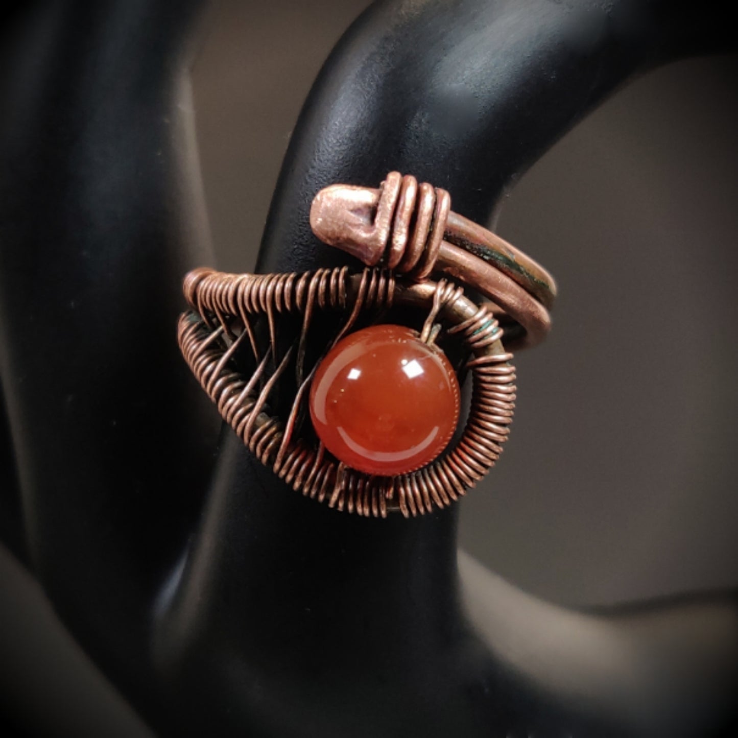 Red Carnelian Copper Ring