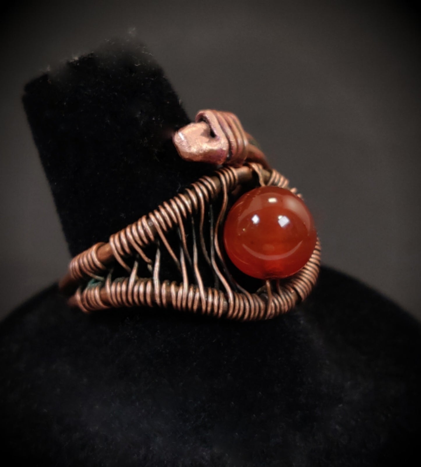 Red Carnelian Copper Ring