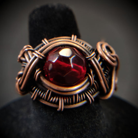 Red Crystal Copper Ring