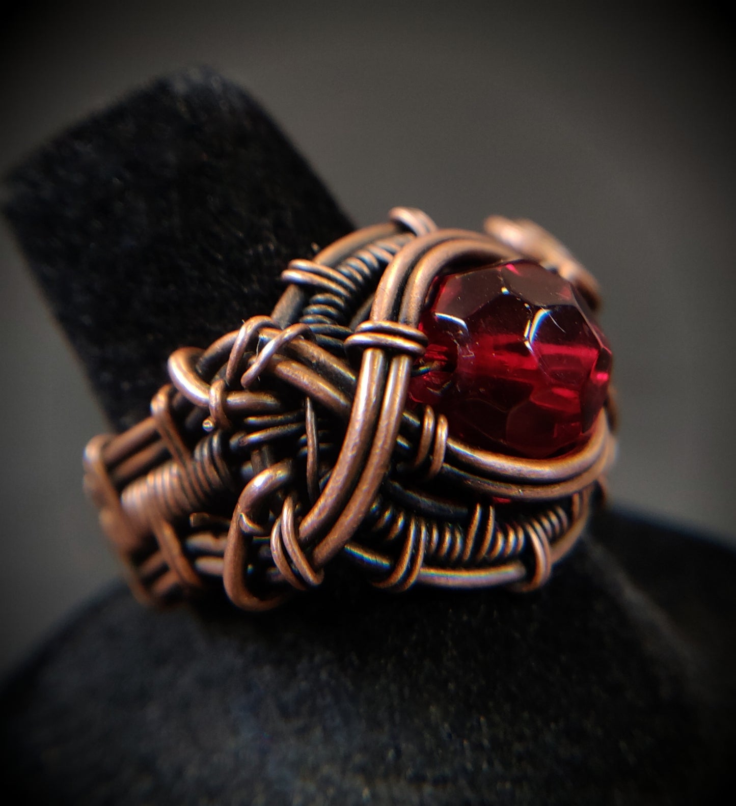 Red Crystal Copper Ring