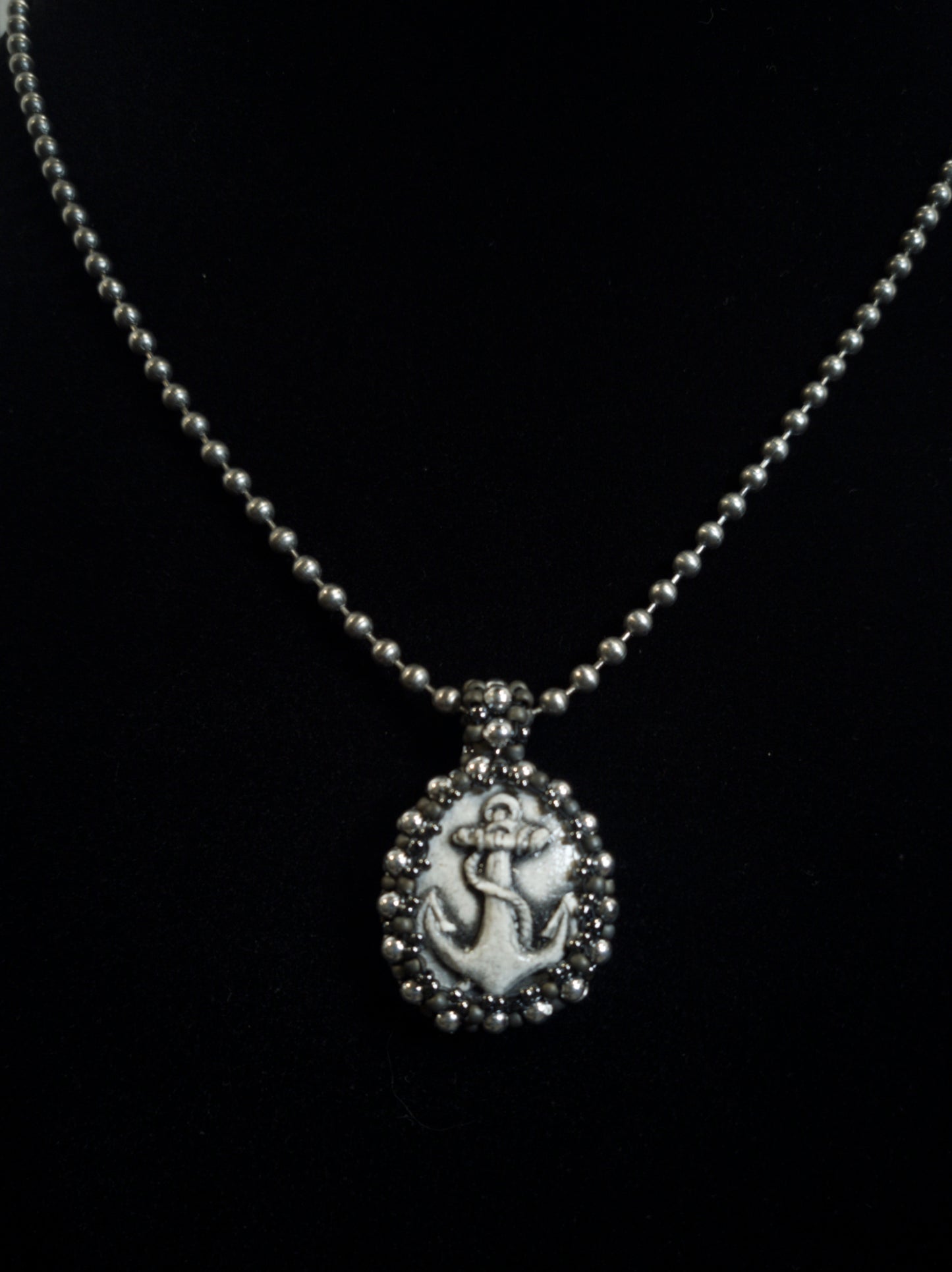 Anchor Cameo Beaded Necklace