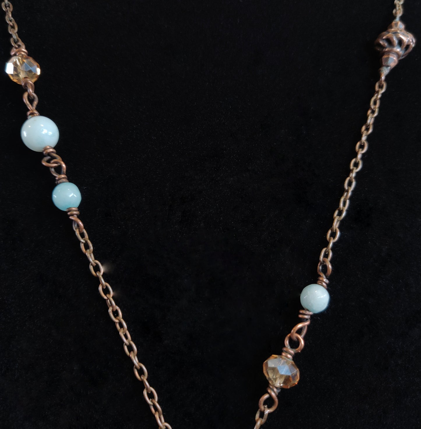 Antique Copper & Amazonite Flower Necklace