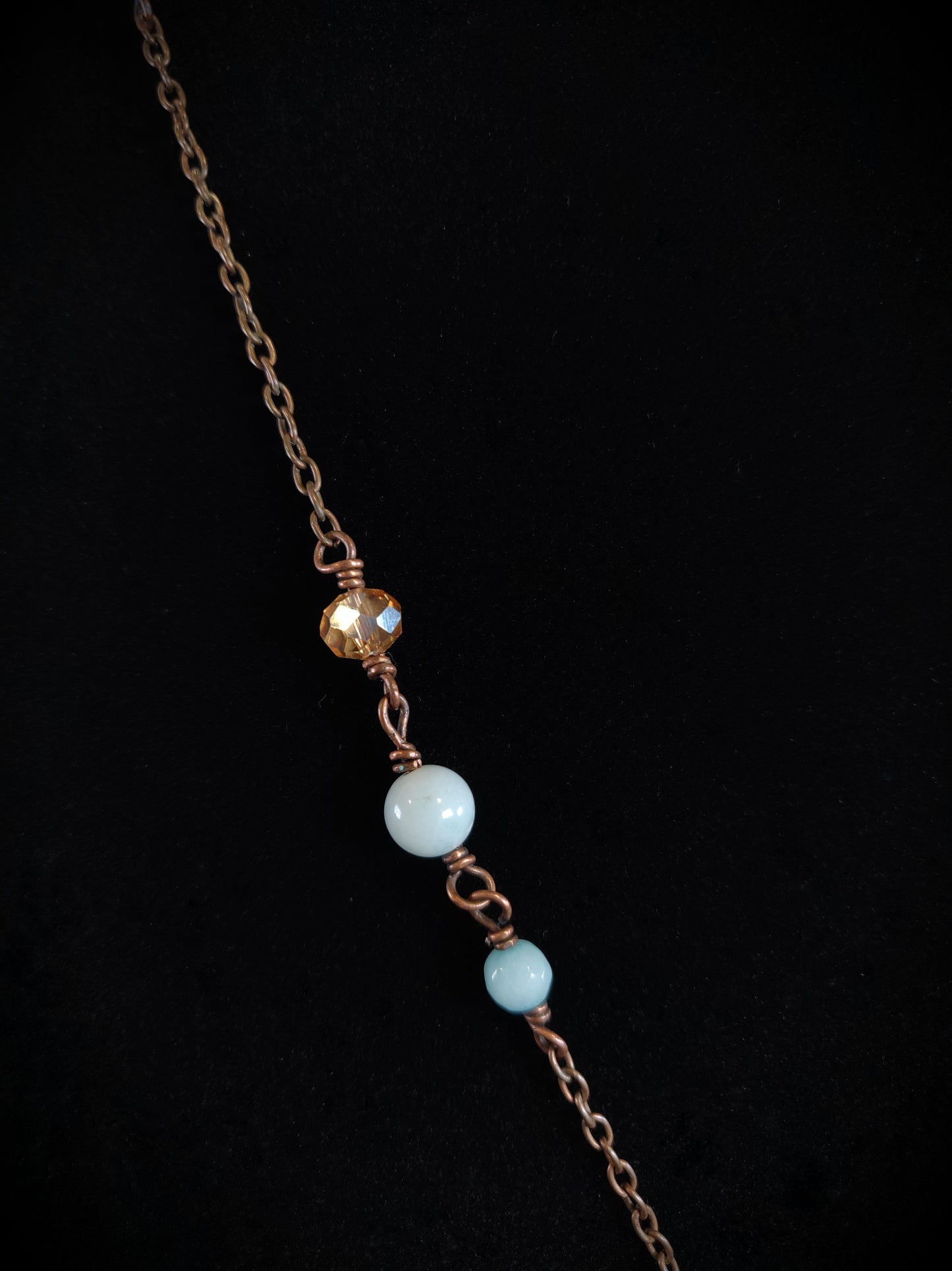 Antique Copper & Amazonite Flower Necklace