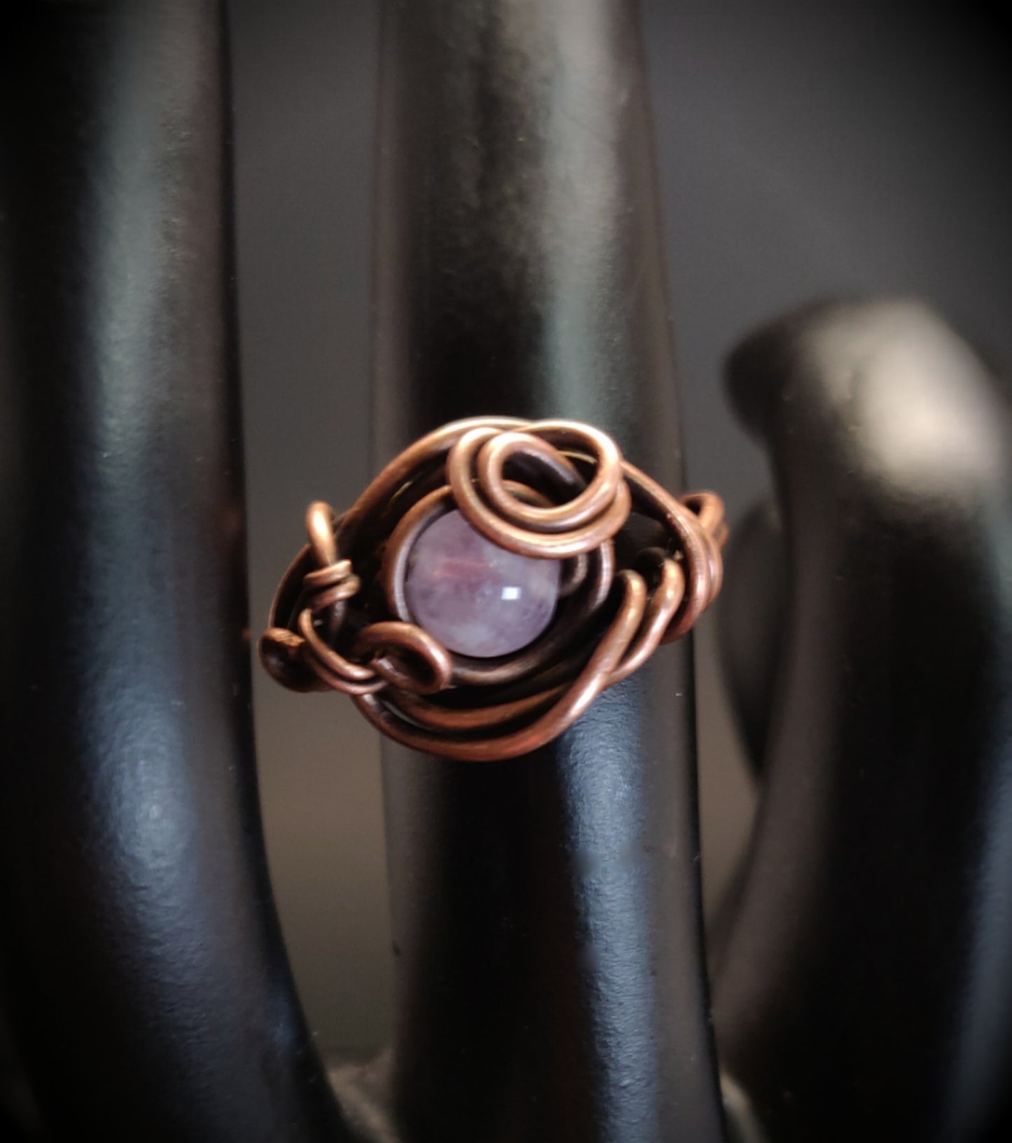 Amethyst & Copper Birthstone Ring