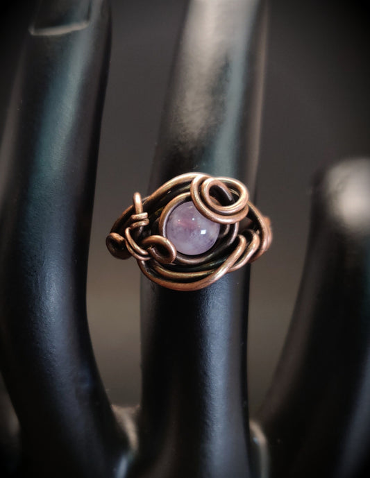 Amethyst & Copper Birthstone Ring
