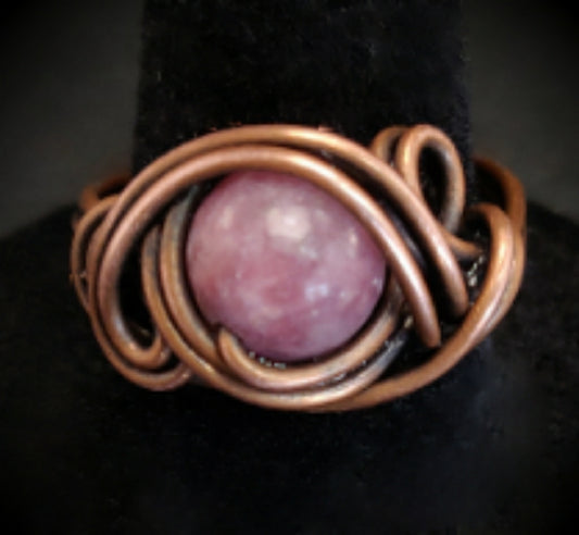Pink Tourmaline Copper Ring