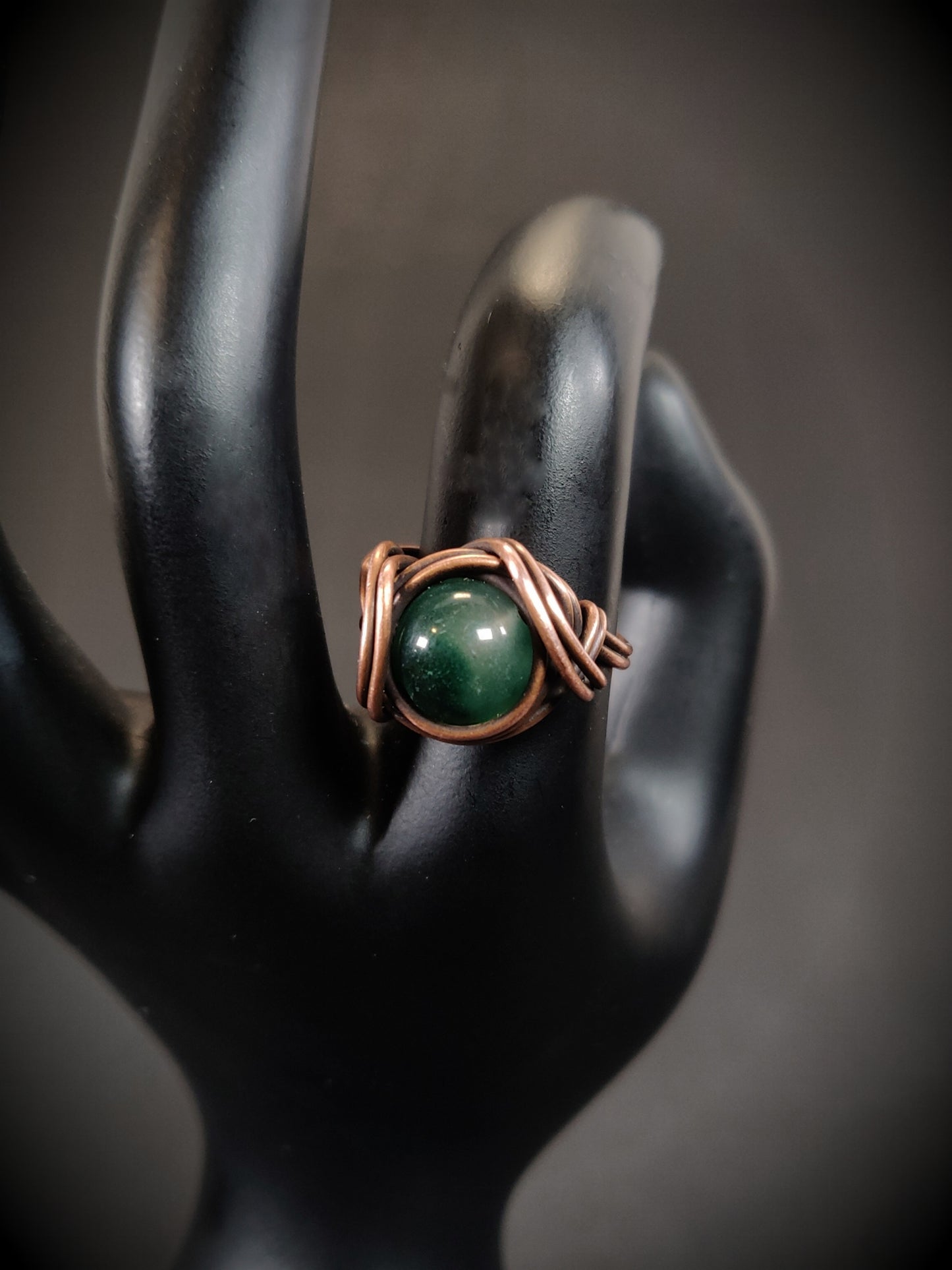 Jade & Copper Ring