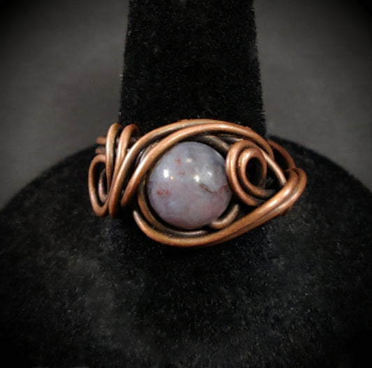 Lavender Jasper & Copper Ring