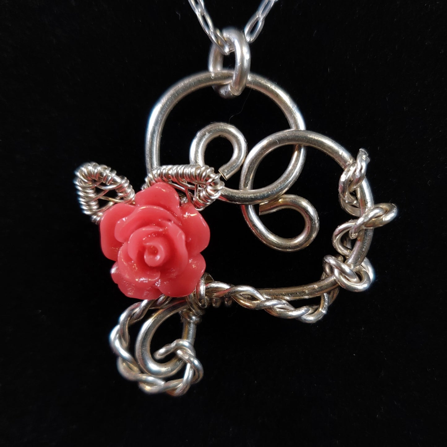 Sterling Silver Floral Heart Necklace